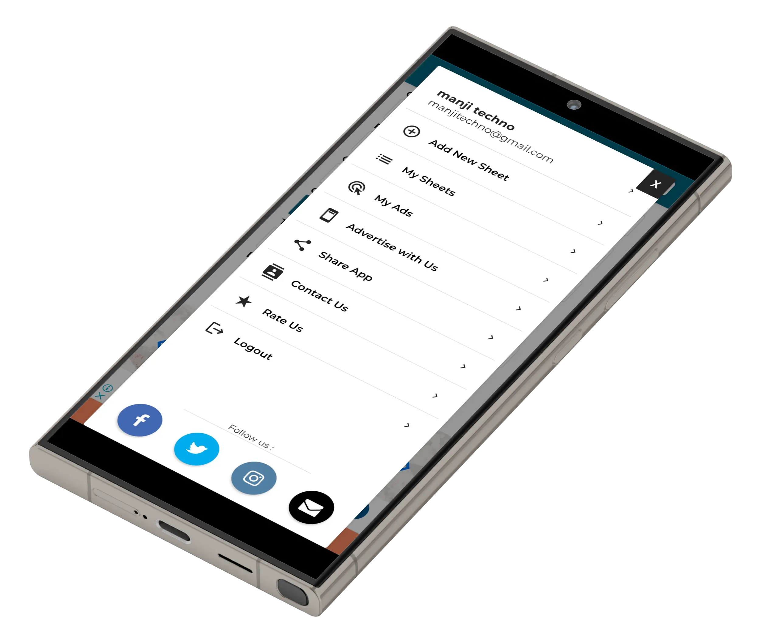Sheet Menu